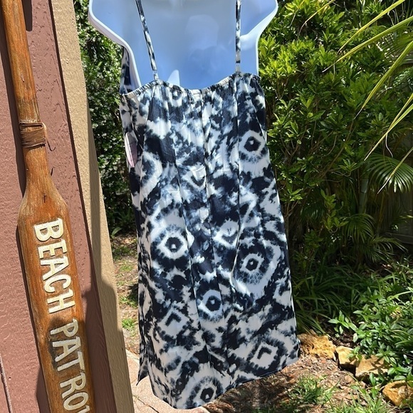 Blue & white tie-dye, sundress, adjustable, shoulder straps, Sz. L - Picture 5 of 13